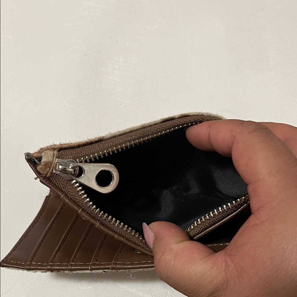 Cow Print Wallet in Brown and Cream - Picture 3 of 14